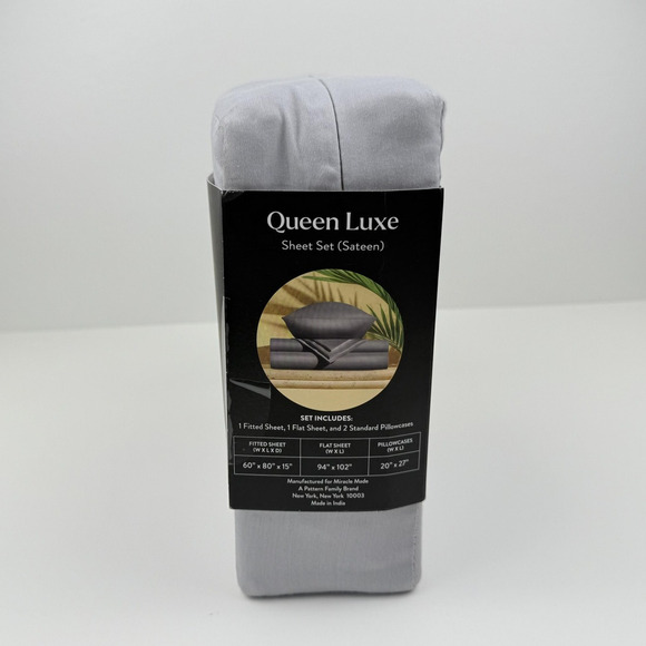 Miracle Made Sheet Set QUEEN Self-Cooling Self-Cleaning Silver Infused Gray NEW - Picture 2 of 6
